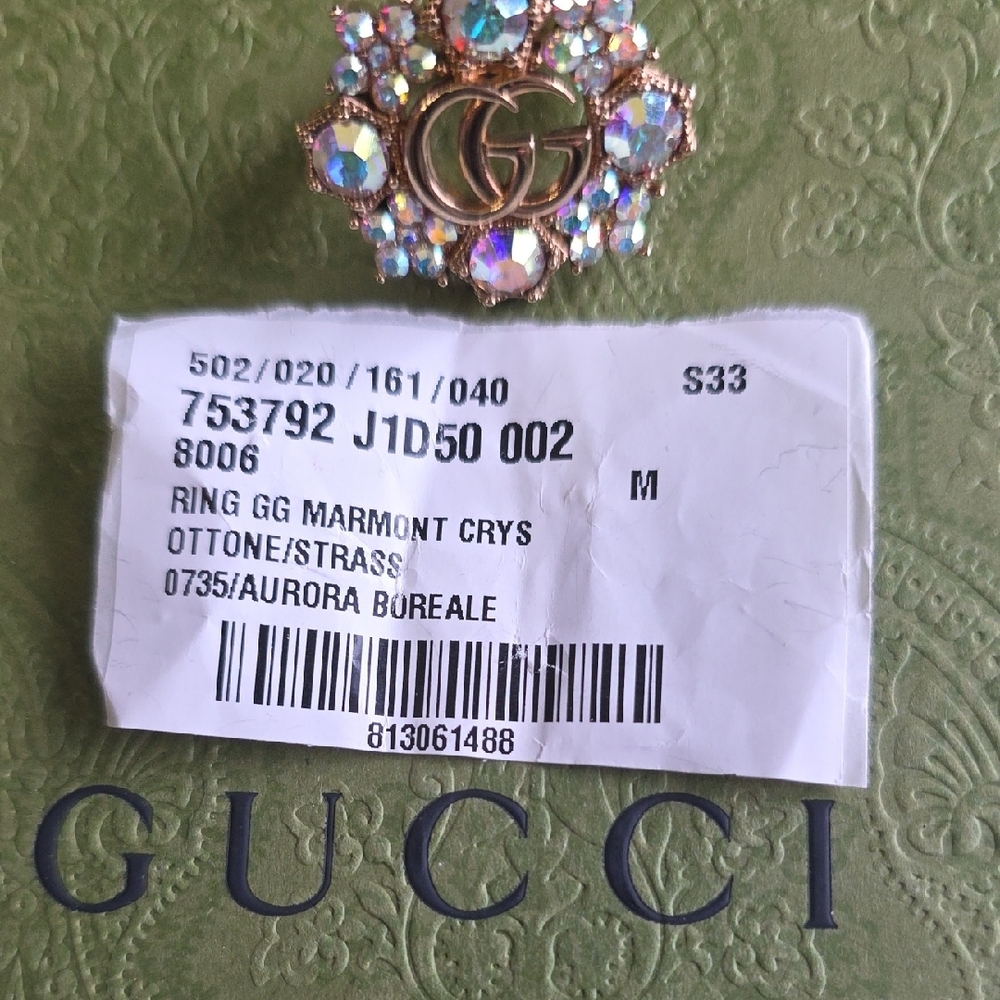 Gucci Gold GG Crystal Floral Brooch in Iridescent Multi - Picture 5 of 7